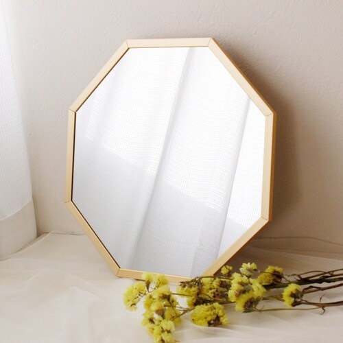 スタンド&ウォールミラー 八角形ミラー ゴールド