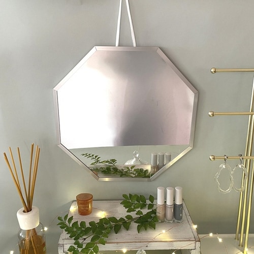 ウォールミラー 八角形ミラー Lサイズ シルバー