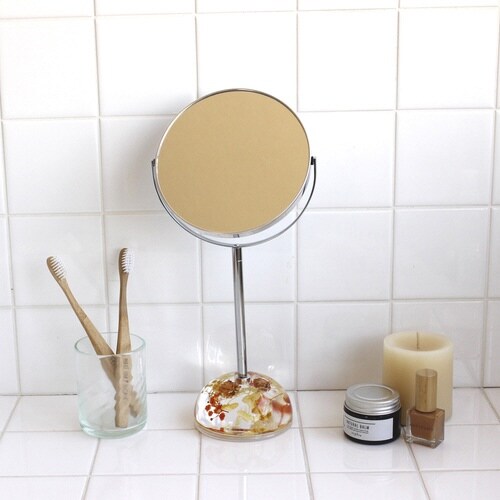 スタンドミラー 片面拡大鏡 2倍率 オレンジ