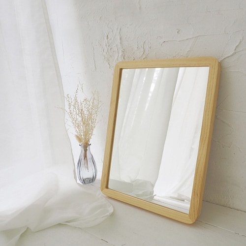 ウォールミラー 木製フレーム ナチュラル