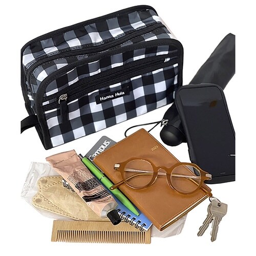 ポーチ スクエアポーチ おむつ ギンガムブラック