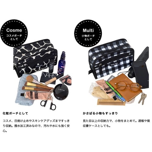 ポーチ スクエアポーチ おむつ ギンガムブラック