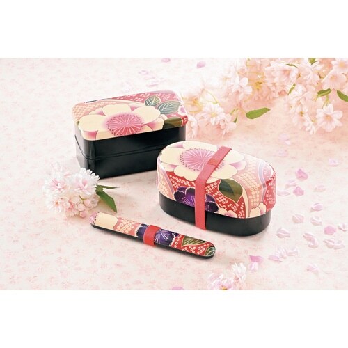 弁当箱 2段 830ml 布貼小判弁当 桜ピンク