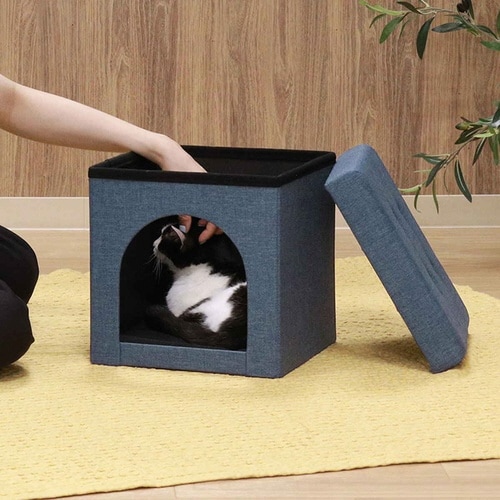 ペットハウス スツール ミニ 30cm ネイビー