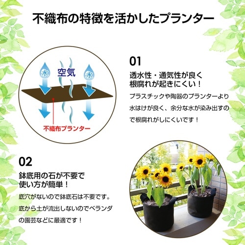 鉢カバー 不織布プランター 2個組 布