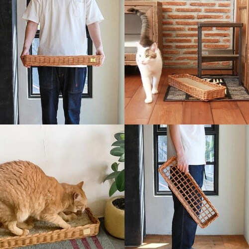 爪とぎバスケット ラタン ケース 収納