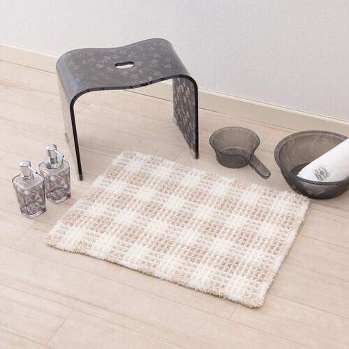 バスマット フレキシブルチェック ベージュ