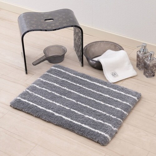 バスマット ハピネスライン 45×60cm グレー