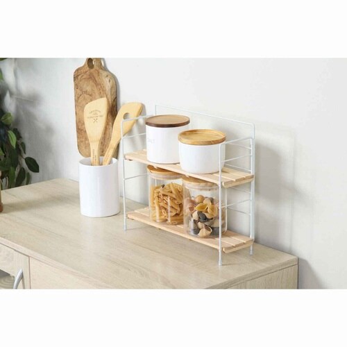 調味料ラック ウッドミニシェルフ ワイド ホワイト