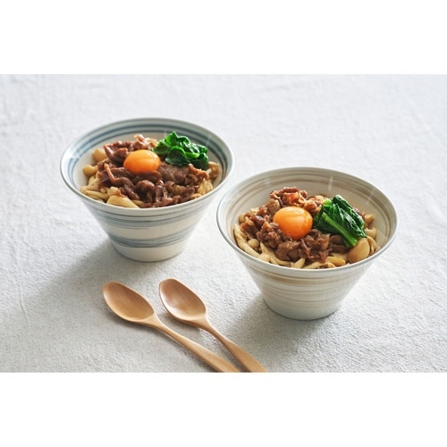 麺鉢 スプーン ペアセット スピラル 磁器 木製