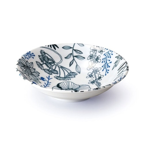 プレート 16cm M フラワーパターン 磁器 黒