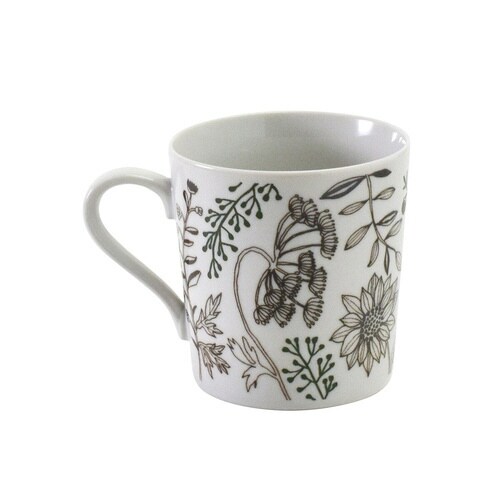 マグカップ 340ml フラワーパターン 磁器 茶
