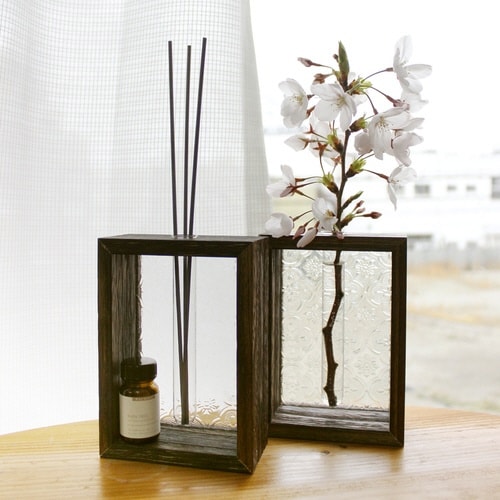 花瓶 レトロガラス 一輪挿し ブラウン