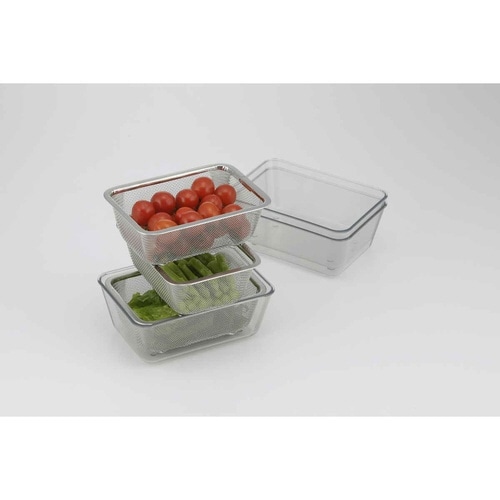 耐熱クリアバット&ザル 9点セット 蓋付き 日本製