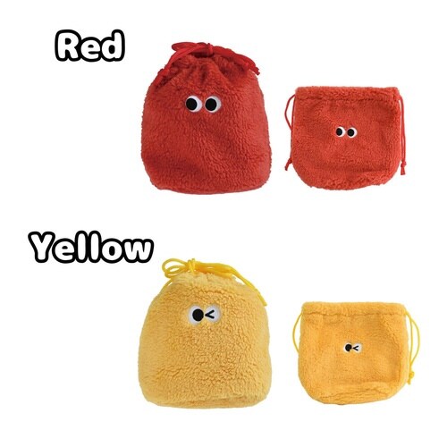 巾着 ポーチ イロイロオメメ 巾着ポーチ イエロー