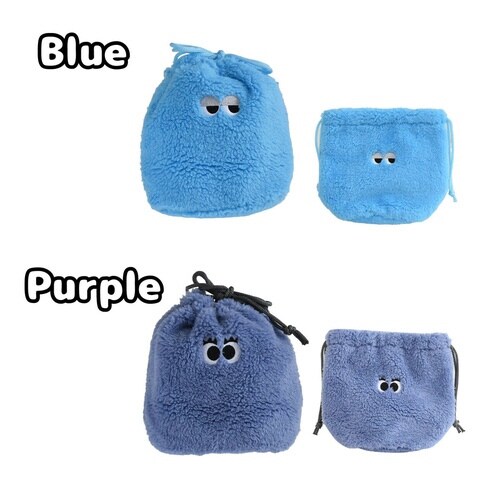巾着 ポーチ イロイロオメメ 巾着ポーチ パープル