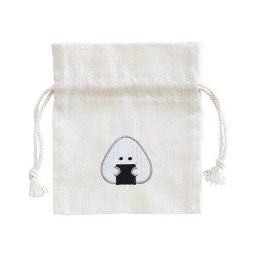 巾着 ポーチ ぎゅっとおにぎりさん 刺繍 のり