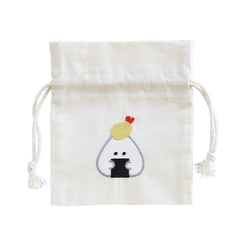 巾着 ポーチ ぎゅっとおにぎりさん 刺繍 天むす