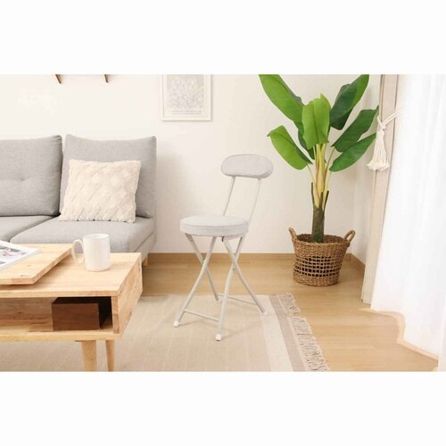 折りたたみ椅子 座面高50cm 背もたれ付 グレー