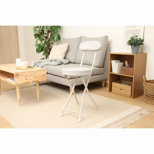 折りたたみ椅子 座面高50cm 背もたれ付 グレー