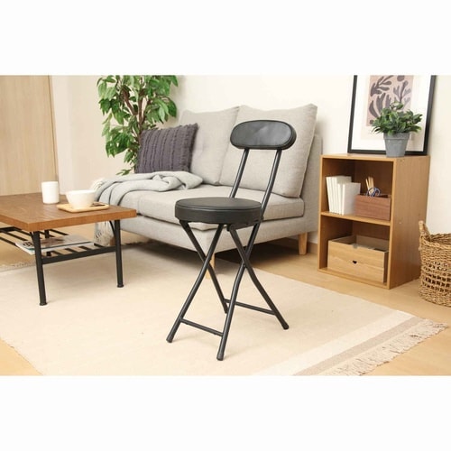 折りたたみ椅子 座面高50cm ブラック