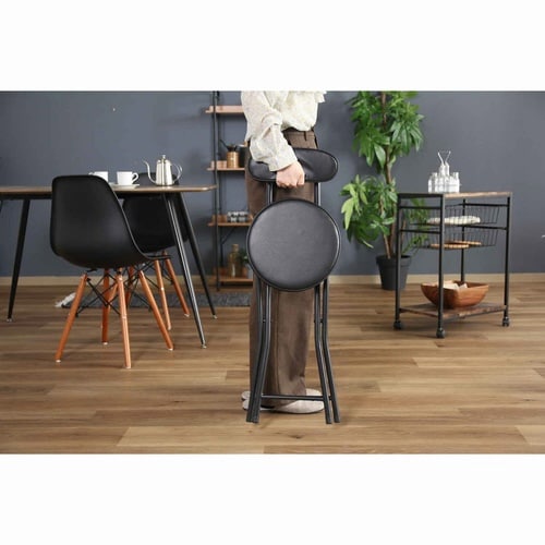 折りたたみ椅子 座面高50cm ブラック