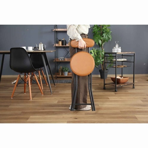 折りたたみ椅子 座面高50cm ブラウン