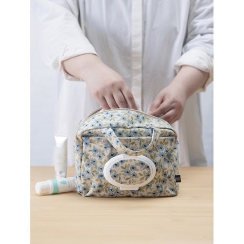 ポーチ ママポーチ 北欧小花 サックス