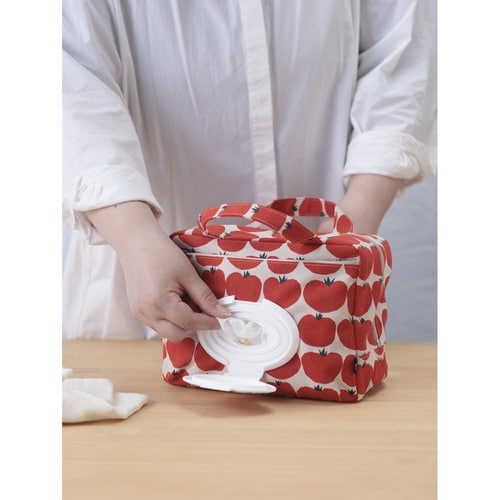 ポーチ ママポーチ 北欧小花 レッド