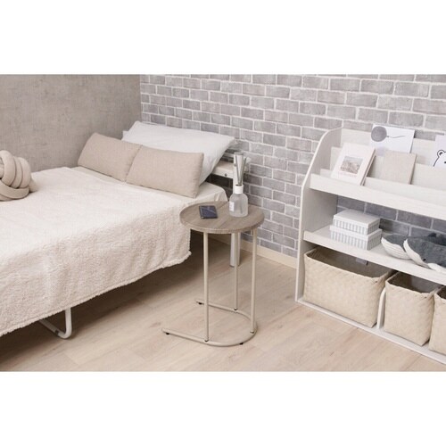 サイドテーブル 天板円型 グレージュ