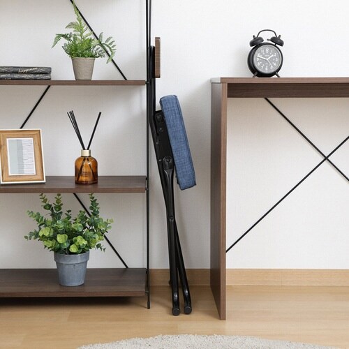 折りたたみ椅子 座面高47cm 背もたれ付 ブルー