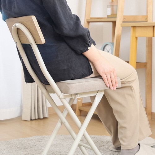 折りたたみ椅子 座面高47cm ベージュ