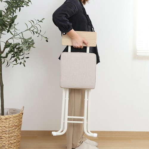 折りたたみ椅子 座面高47cm ベージュ
