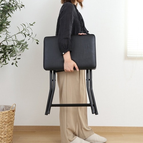 折りたたみ椅子 座面高49cm スツール ブラック