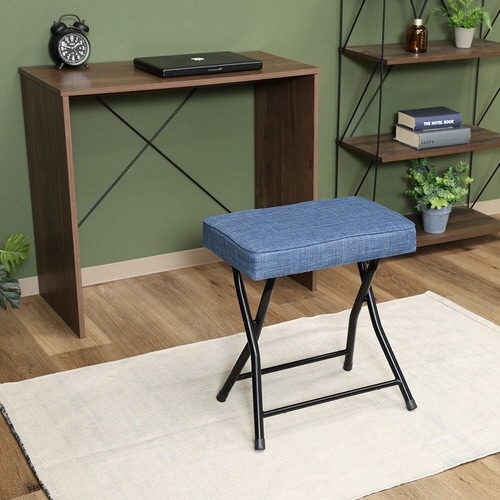 折りたたみ椅子 座面高49cm スツール ブルー