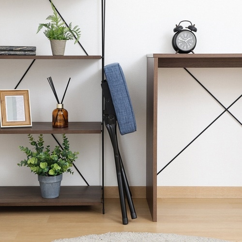 折りたたみ椅子 座面高49cm スツール ブルー