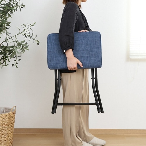 折りたたみ椅子 座面高49cm スツール ブルー