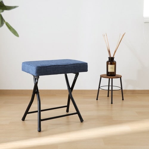 折りたたみ椅子 座面高49cm スツール ブルー