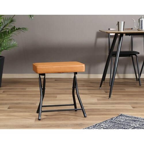 折りたたみ椅子 座面高49cm スツール ブラウン