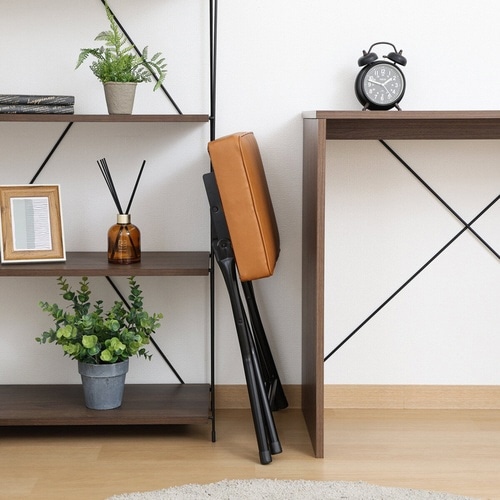 折りたたみ椅子 座面高49cm スツール ブラウン