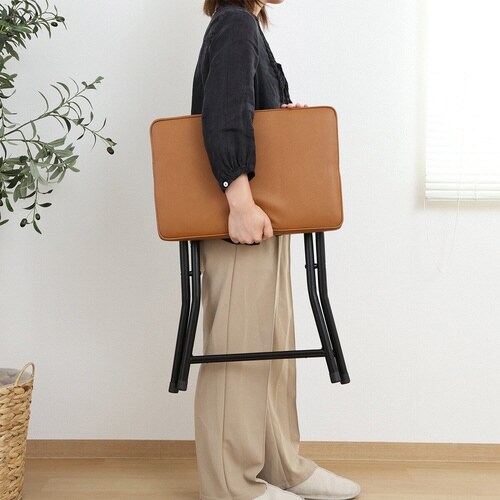 折りたたみ椅子 座面高49cm スツール ブラウン