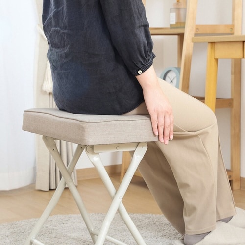 折りたたみ椅子 座面高49cm スツール ベージュ