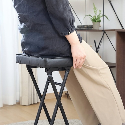 折りたたみ椅子 座面高60cm ブラック
