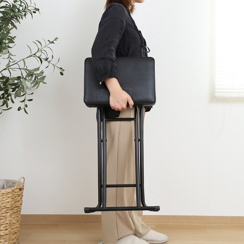 折りたたみ椅子 座面高60cm ブラック