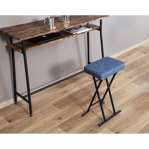 折りたたみ椅子 座面高60cm ブルー