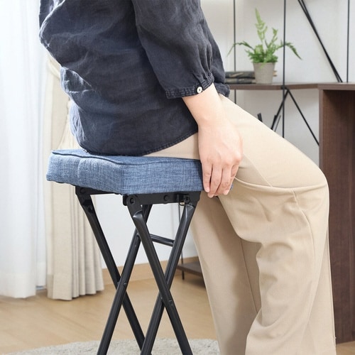 折りたたみ椅子 座面高60cm ブルー