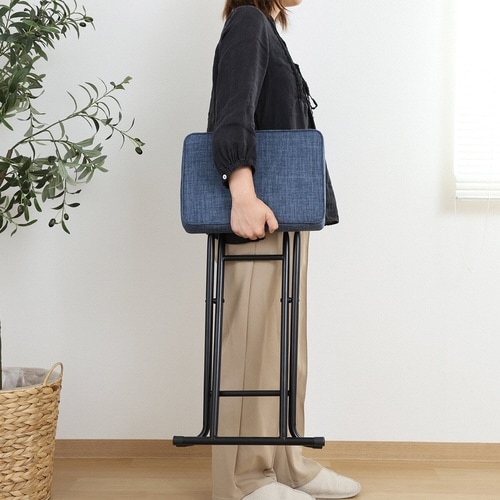 折りたたみ椅子 座面高60cm ブルー