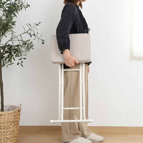折りたたみ椅子 座面高60cm ベージュ