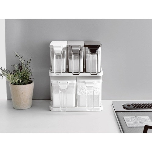 調味料ポット 450ml プッシュ式 ホワイト