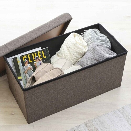 収納スツール ベンチタイプ チャコール